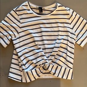 striped forever 21 knot tshirt